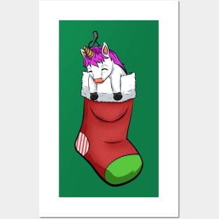 christmas sock unicorn funny Posters and Art